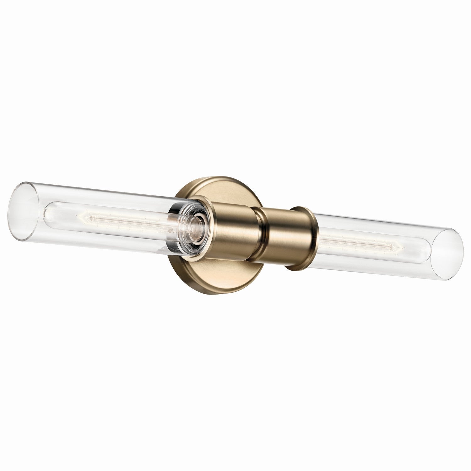 KICHLER 52654CPZ Aviv 24 Inch 2 Light Wall Sconce With Clear Glass In Champagne Bronze