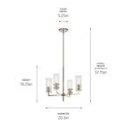 KICHLER 52678PN Velestino 20.5" 4-Light Chandelier In Polished Nickel
