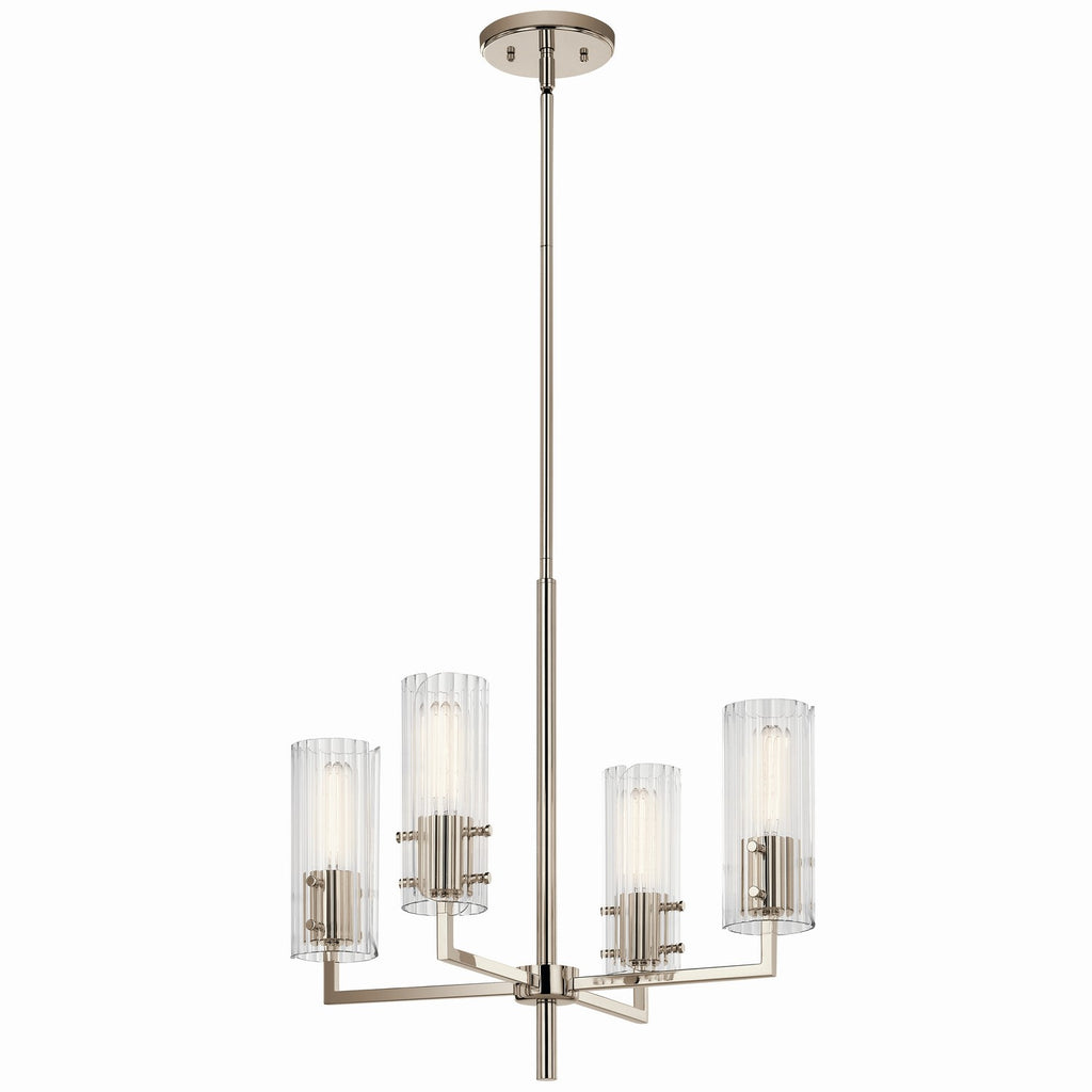 KICHLER 52678PN Velestino 20.5" 4-Light Chandelier In Polished Nickel