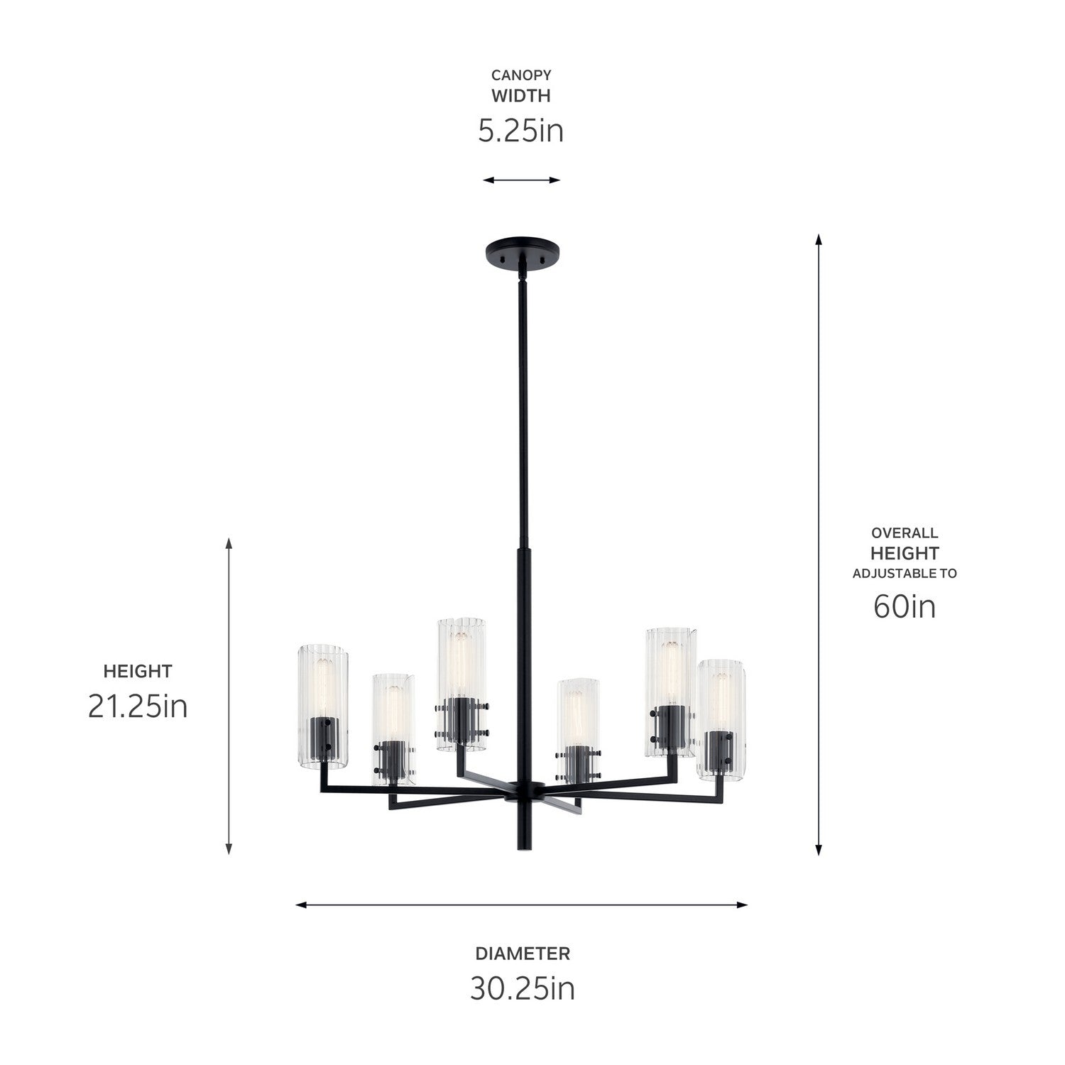 KICHLER 52679BK Velestino 30.25" 6-Light Chandelier In Black