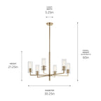 KICHLER 52679CPZ Velestino 30.25" 6-Light Chandelier In Champagne Bronze