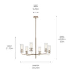 KICHLER 52679PN Velestino 30.25" 6-Light Chandelier In Polished Nickel