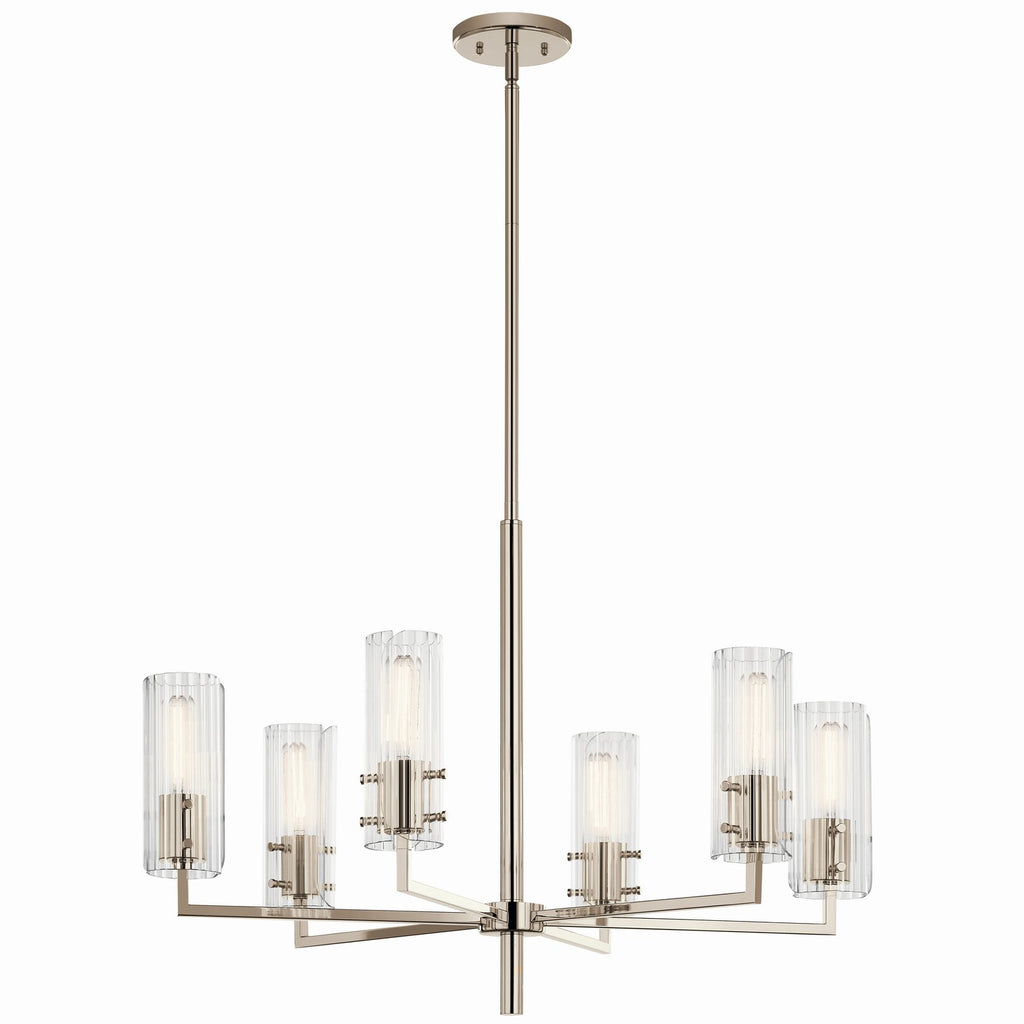 KICHLER 52679PN Velestino 30.25" 6-Light Chandelier In Polished Nickel