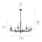 KICHLER 52680BK Velestino 40.25" 8-Light Chandelier In Black