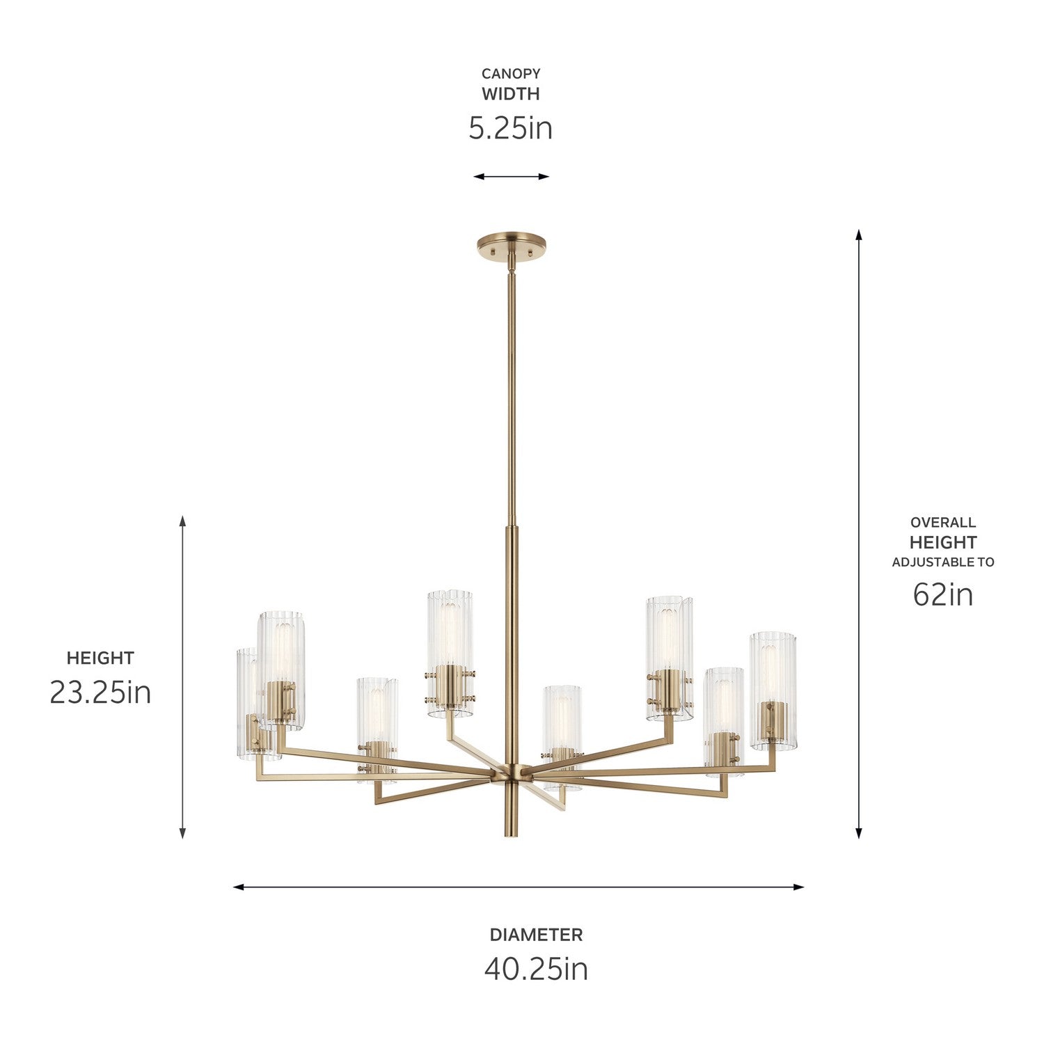 KICHLER 52680CPZ Velestino 40.25" 8-Light Chandelier In Champagne Bronze
