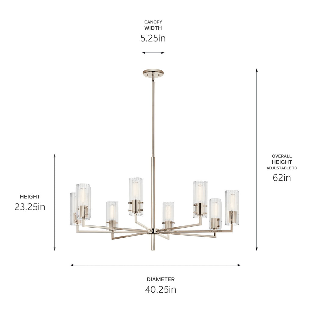 KICHLER 52680PN Velestino 40.25" 8-Light Chandelier In Polished Nickel