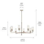 KICHLER 52680PN Velestino 40.25" 8-Light Chandelier In Polished Nickel