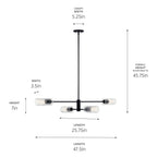 KICHLER 52681BK Velestino 47.50" 4-Light Linear Chandelier In Black