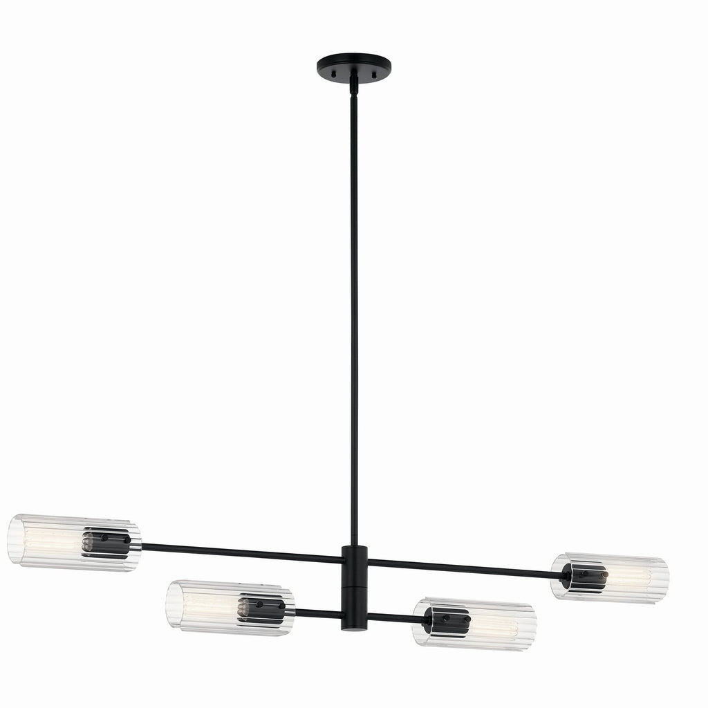 KICHLER 52681BK Velestino 47.50" 4-Light Linear Chandelier In Black