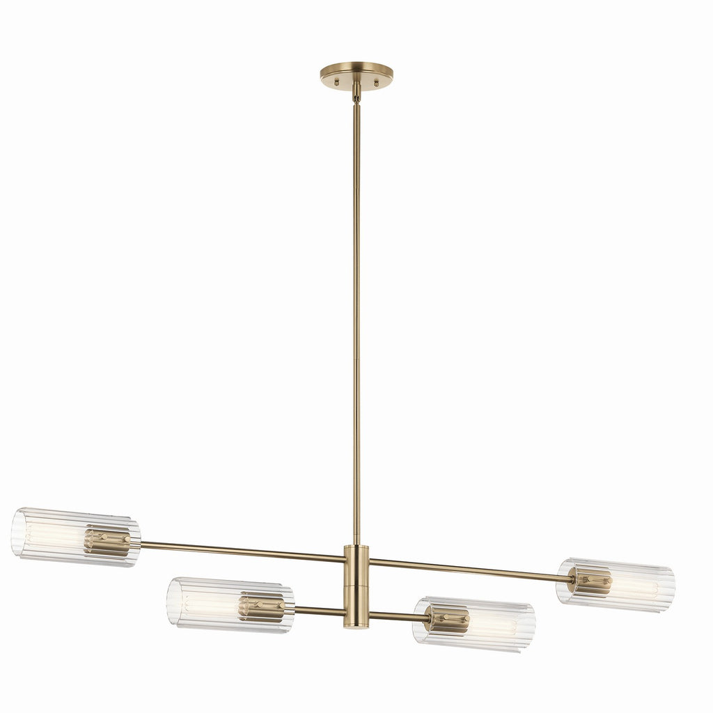 KICHLER 52681CPZ Velestino 47.50" 4-Light Linear Chandelier In Champagne Bronze