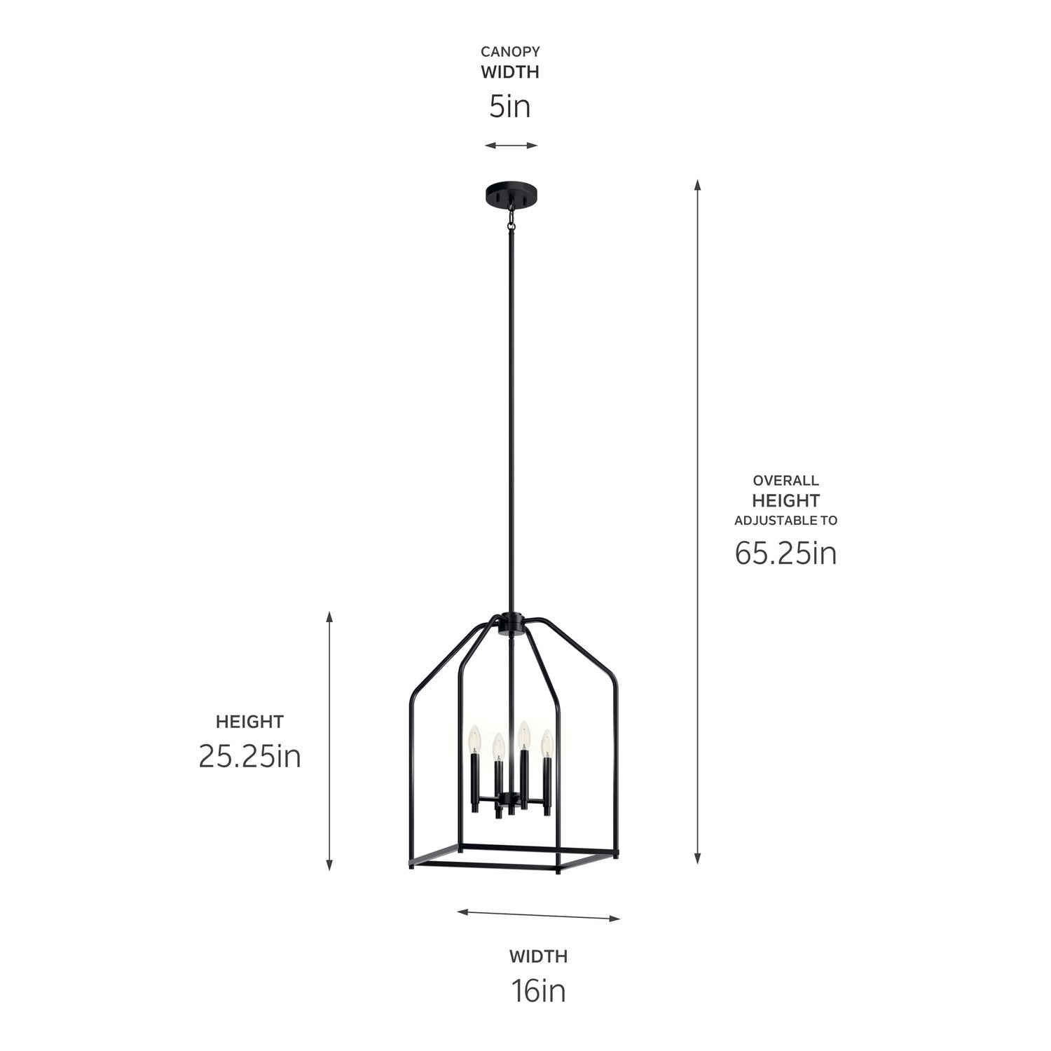 KICHLER 52722BK Madden 25.5" 4 Light Pendant In Black