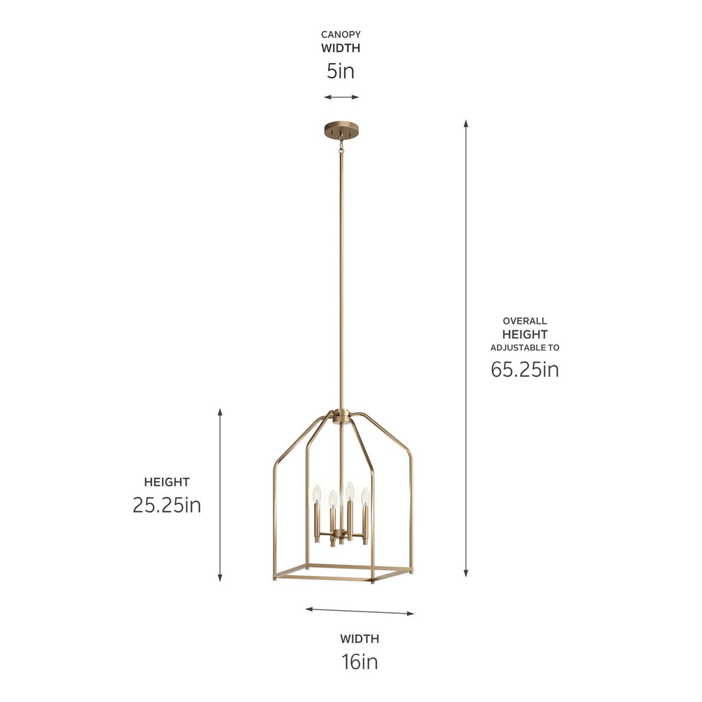 KICHLER 52722CPZ Madden 25.5" 4 Light Pendant In Champagne Bronze