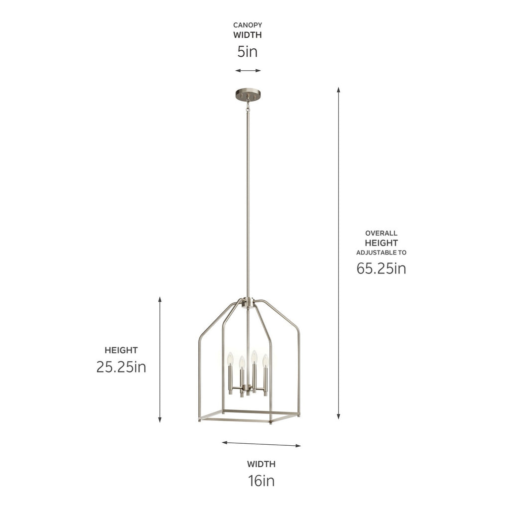 KICHLER 52722NI Madden 25.5" 4 Light Pendant In Brushed Nickel