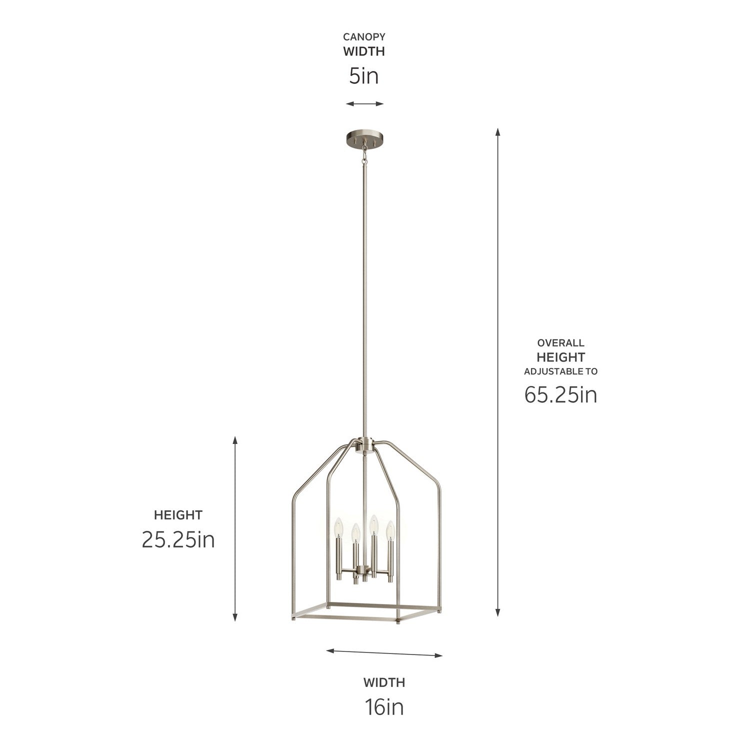 KICHLER 52722NI Madden 25.5" 4 Light Pendant In Brushed Nickel