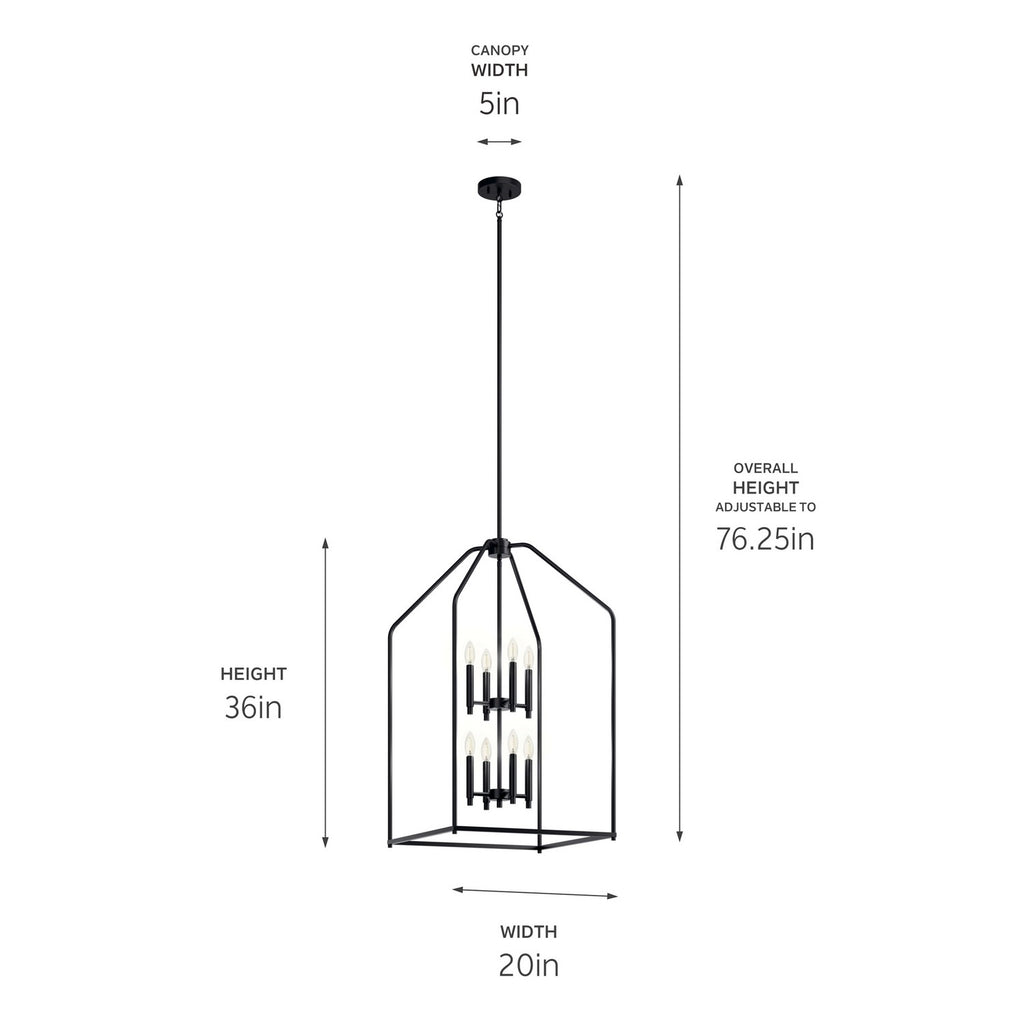 KICHLER 52723BK Madden 36" 8 Light Foyer Pendant In Black