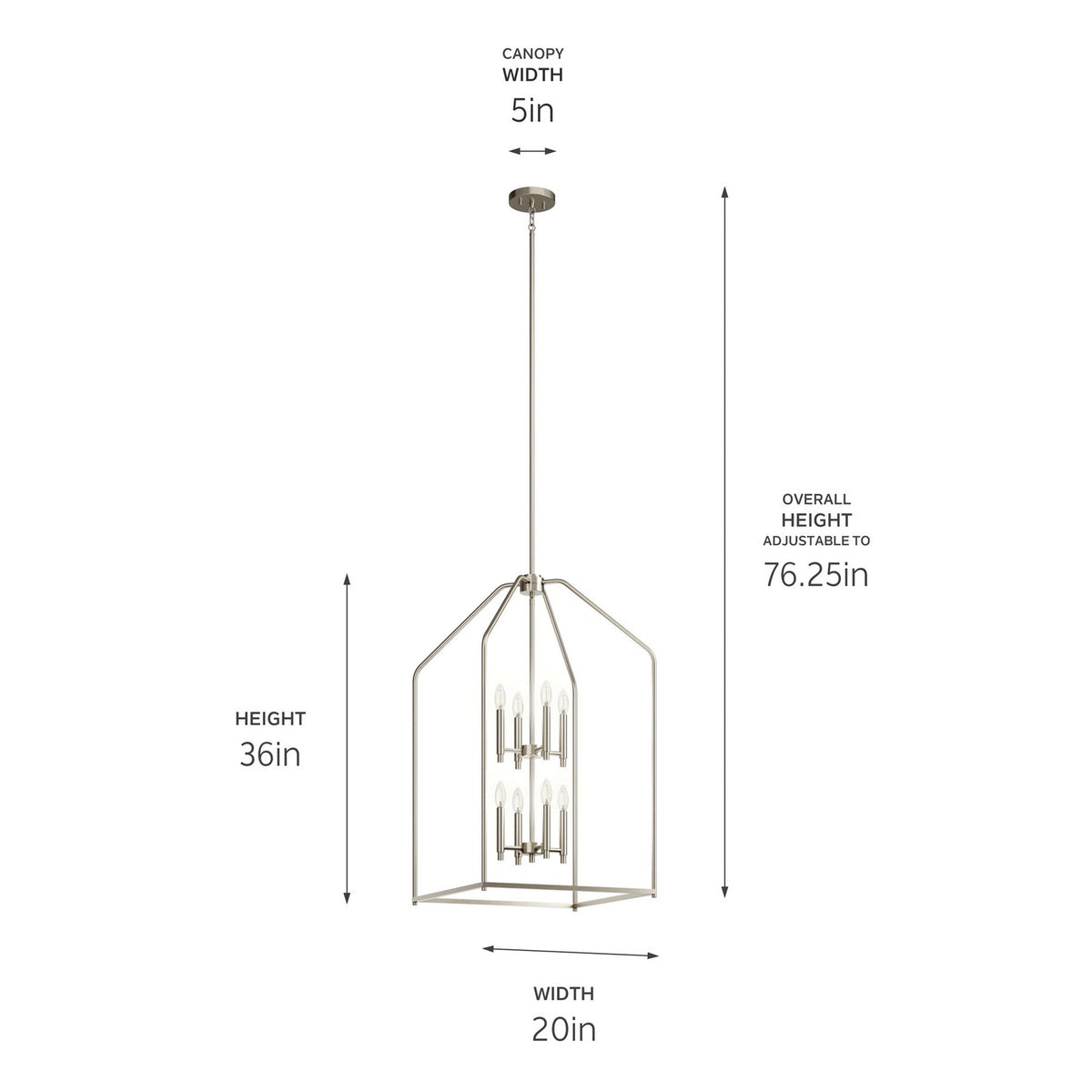 KICHLER 52723NI Madden 36" 8 Light Foyer Pendant In Brushed Nickel