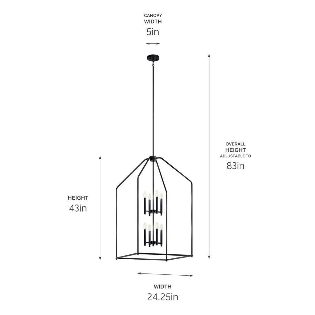KICHLER 52724BK Madden 43" 8 Xl Light Foyer Pendant In Black