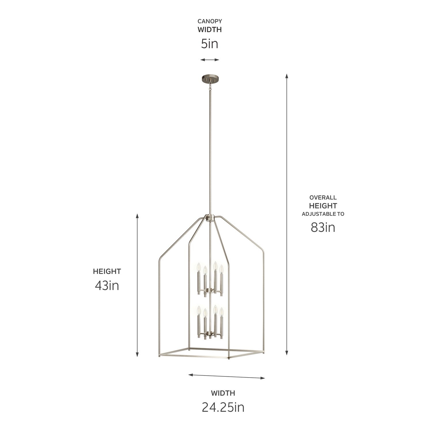 KICHLER 52724NI Madden 43" 8 Xl Light Foyer Pendant In Brushed Nickel