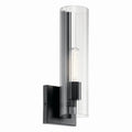 KICHLER 55165BK Jemsa 14 Inch 1 Light Wall Sconce With Clear Fluted Glass In Black