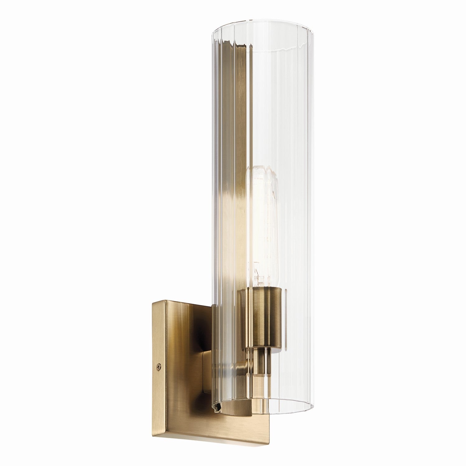 KICHLER 55165CPZ Jemsa 14 Inch 1 Light Wall Sconce With Clear Fluted Glass In Champagne Bronze
