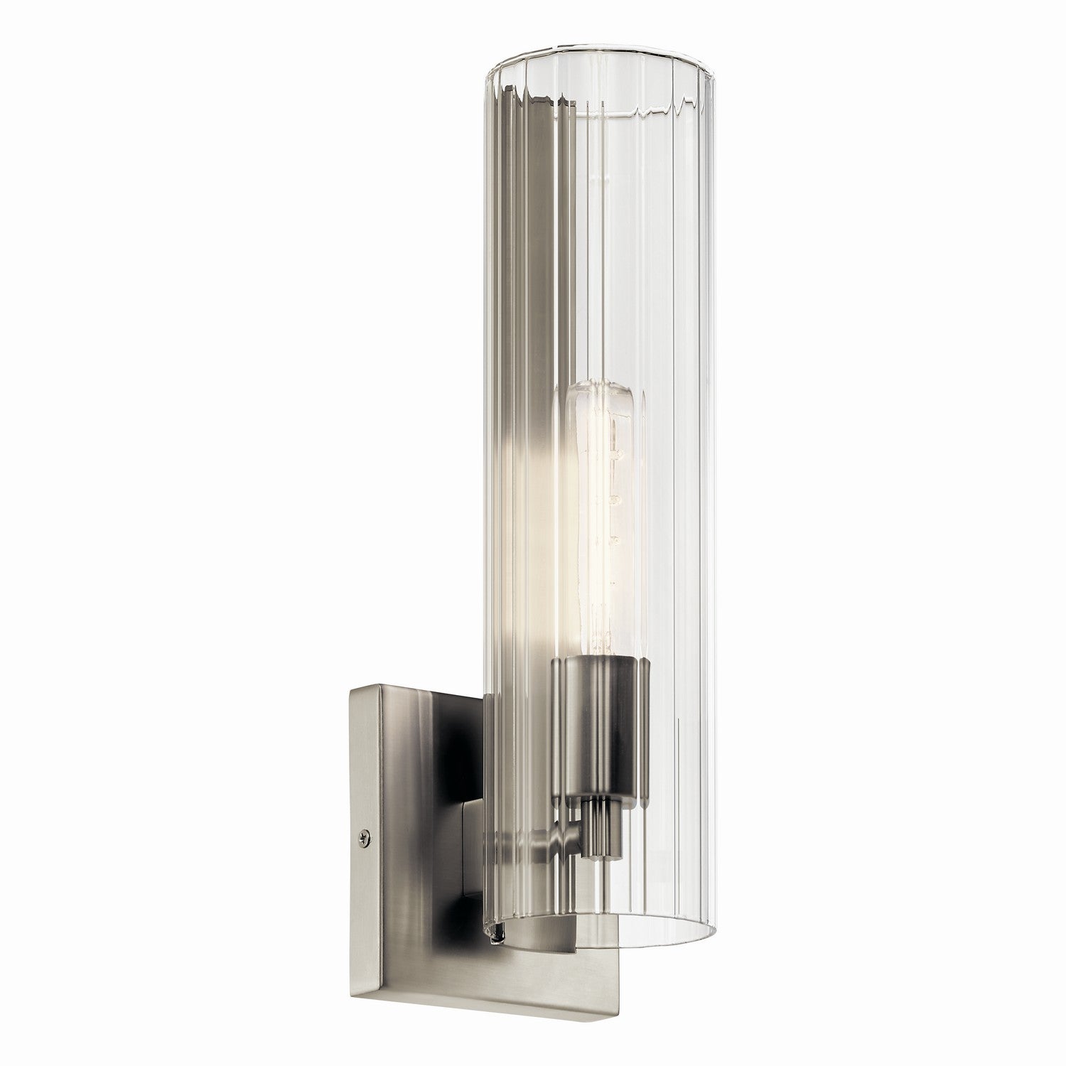 KICHLER 55165NI Jemsa 14 Inch 1 Light Wall Sconce With Clear Fluted Glass In Brushed Nickel
