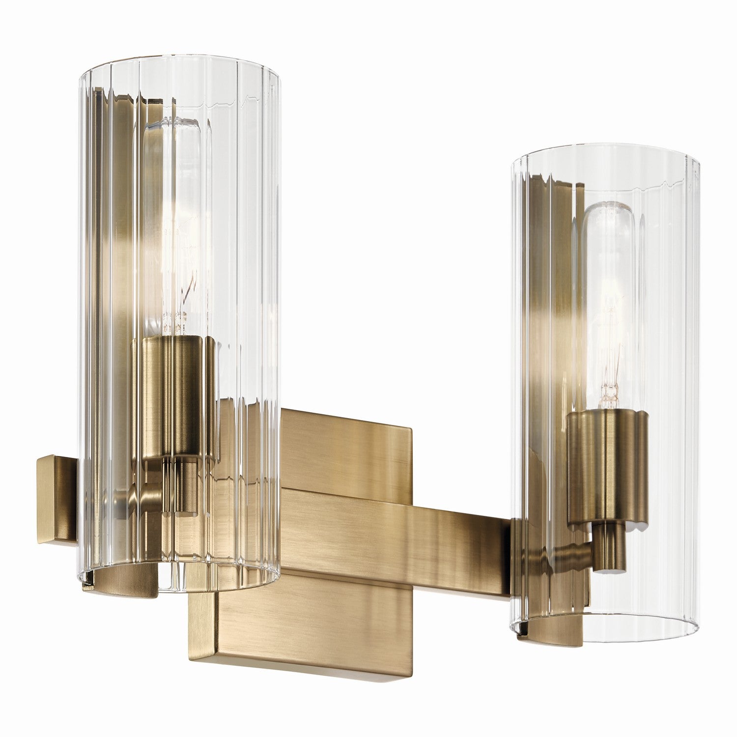 KICHLER 55167CPZ Jemsa 13.75 Inch 2 Light Vanity With Clear Fluted Glass In Champagne Bronze
