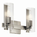 KICHLER 55167NI Jemsa 13.75 Inch 2 Light Vanity With Clear Fluted Glass In Brushed Nickel