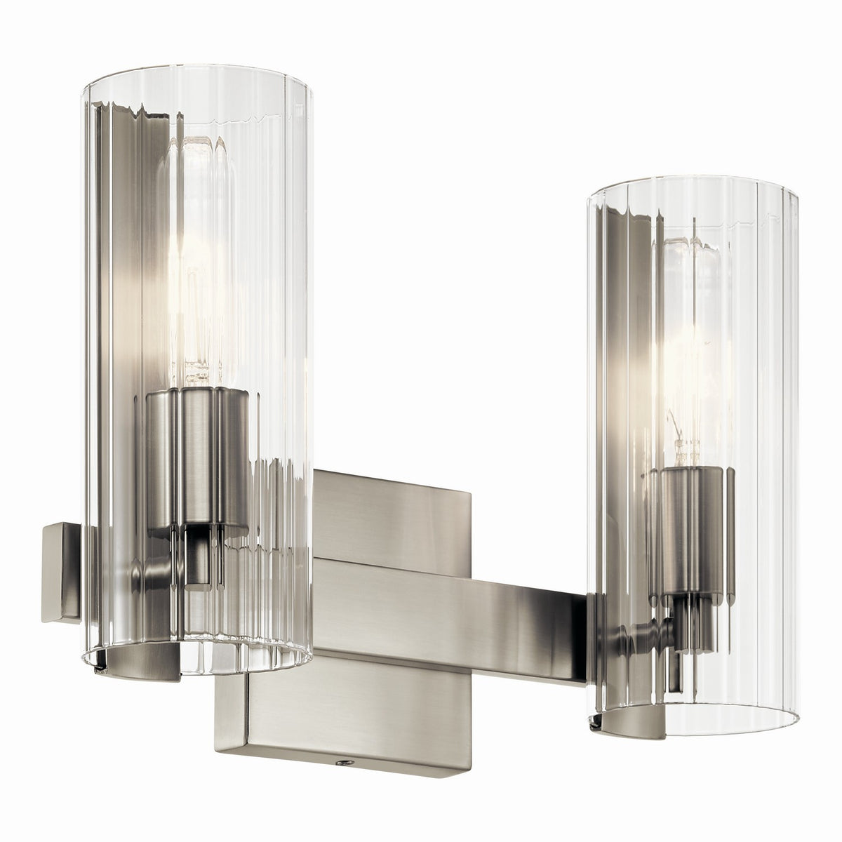 KICHLER 55167NI Jemsa 13.75 Inch 2 Light Vanity With Clear Fluted Glass In Brushed Nickel