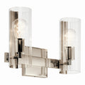 KICHLER 55167PN Jemsa 13.75 Inch 2 Light Vanity With Clear Fluted Glass In Polished Nickel