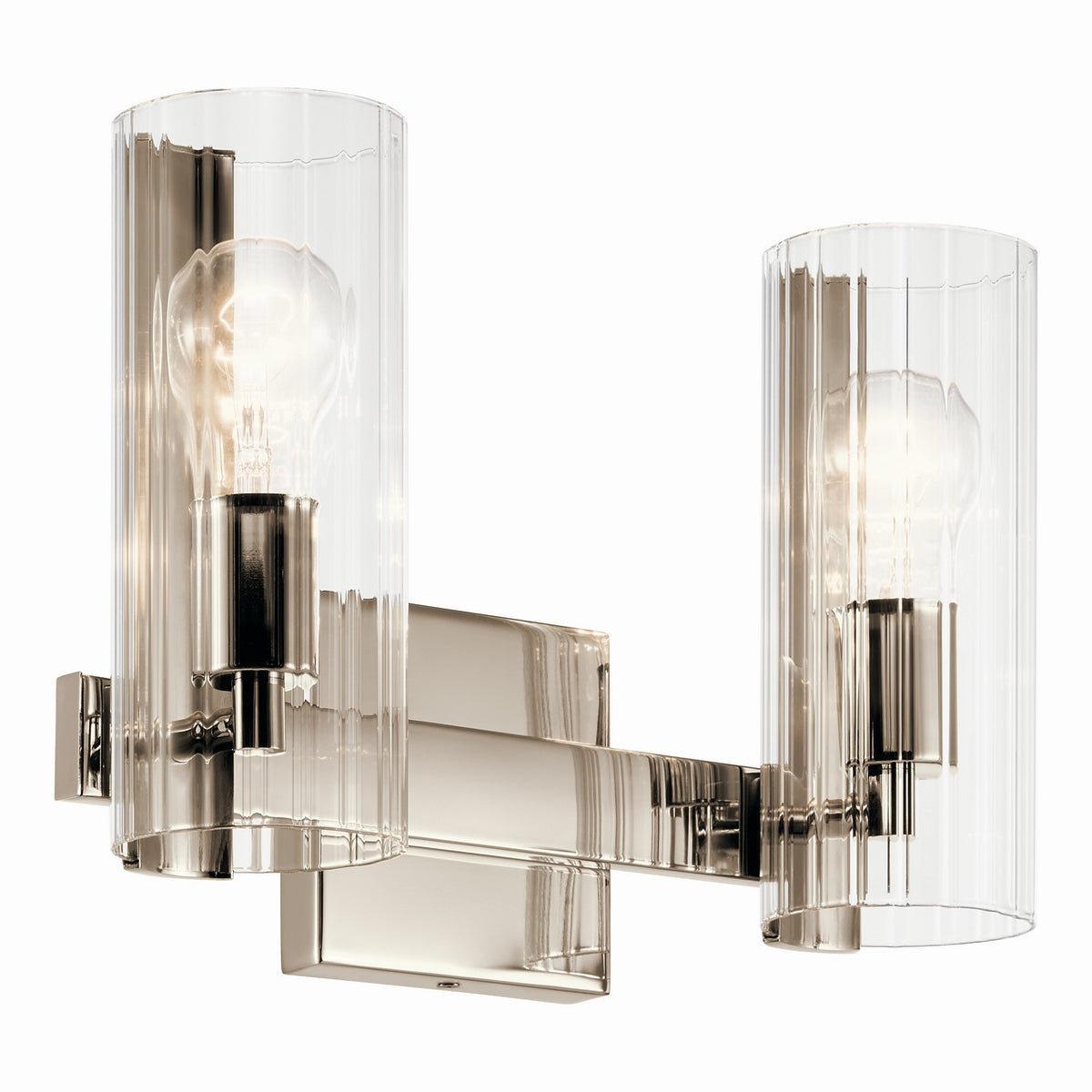 KICHLER 55167PN Jemsa 13.75 Inch 2 Light Vanity With Clear Fluted Glass In Polished Nickel