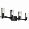 KICHLER 55169BK Jemsa 32 Inch 4 Light Vanity With Clear Fluted Glass In Black