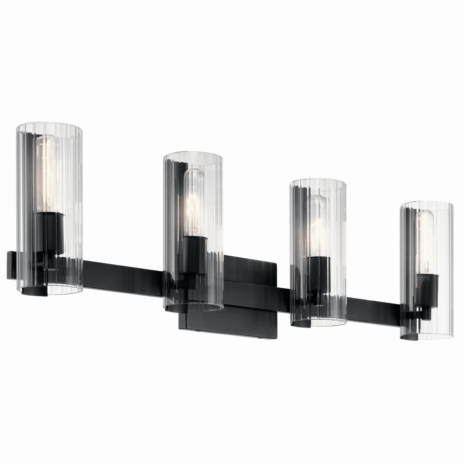 KICHLER 55169BK Jemsa 32 Inch 4 Light Vanity With Clear Fluted Glass In Black