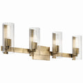 KICHLER 55169CPZ Jemsa 32 Inch 4 Light Vanity With Clear Fluted Glass In Champagne Bronze