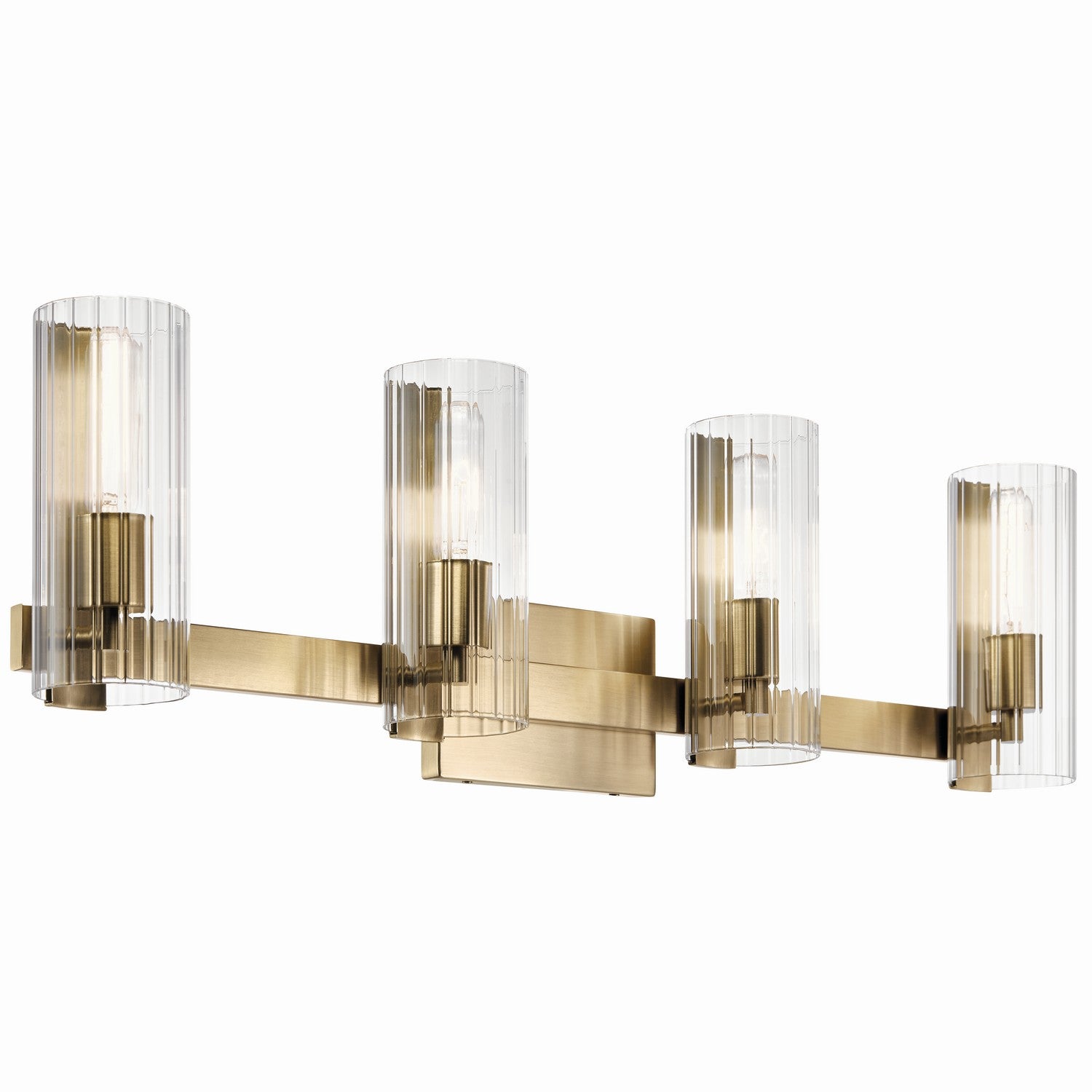 KICHLER 55169CPZ Jemsa 32 Inch 4 Light Vanity With Clear Fluted Glass In Champagne Bronze