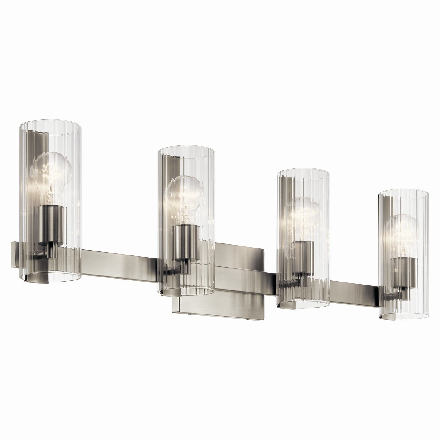 KICHLER 55169NI Jemsa 32 Inch 4 Light Vanity With Clear Fluted Glass In Brushed Nickel