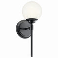 KICHLER 55170BK Benno 13.75 Inch 1 Light Wall Sconce With Opal Glass In Black