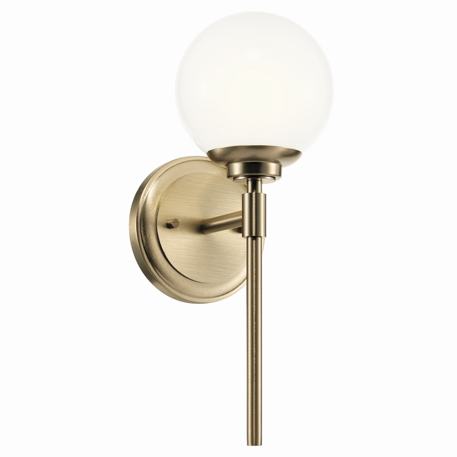 KICHLER 55170CPZ Benno 13.75 Inch 1 Light Wall Sconce With Opal Glass In Champagne Bronze