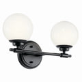 KICHLER 55171BK Benno 14.75 Inch 2 Light Vanity With Opal Glass In Black