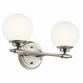 KICHLER 55171PN Benno 14.75 Inch 2 Light Vanity With Opal Glass In Polished Nickel And Brushed Nickel