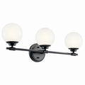 KICHLER 55172BK Benno 24.5 Inch 3 Light Vanity With Opal Glass In Black