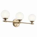 KICHLER 55172CPZ Benno 24.5 Inch 3 Light Vanity With Opal Glass In Champagne Bronze