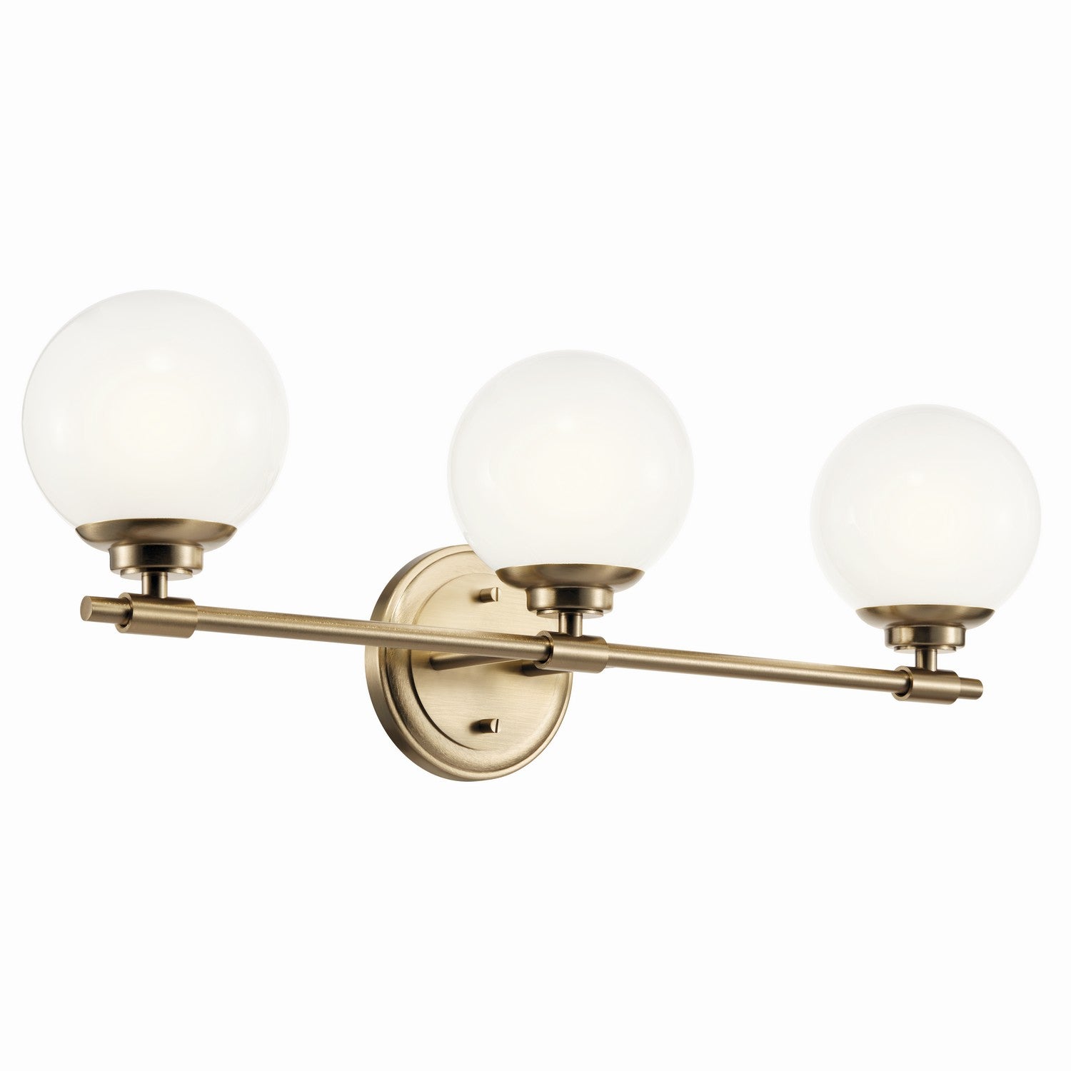 KICHLER 55172CPZ Benno 24.5 Inch 3 Light Vanity With Opal Glass In Champagne Bronze