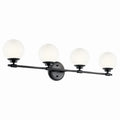KICHLER 55173BK Benno 34 Inch 4 Light Vanity With Opal Glass In Black