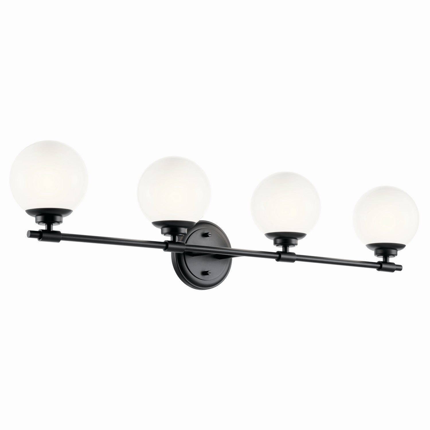 KICHLER 55173BK Benno 34 Inch 4 Light Vanity With Opal Glass In Black