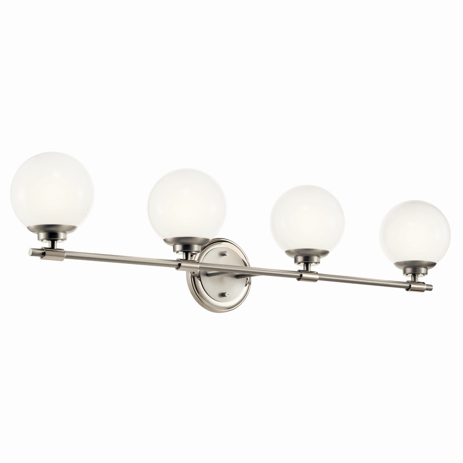 KICHLER 55173PN Benno 34 Inch 4 Light Vanity With Opal Glass In Polished Nickel And Brushed Nickel