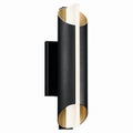 KICHLER 59077BKTLED Astalis 16" 1 Led Wall Light With Clear Ribbed Glass Black And Burnished Gold