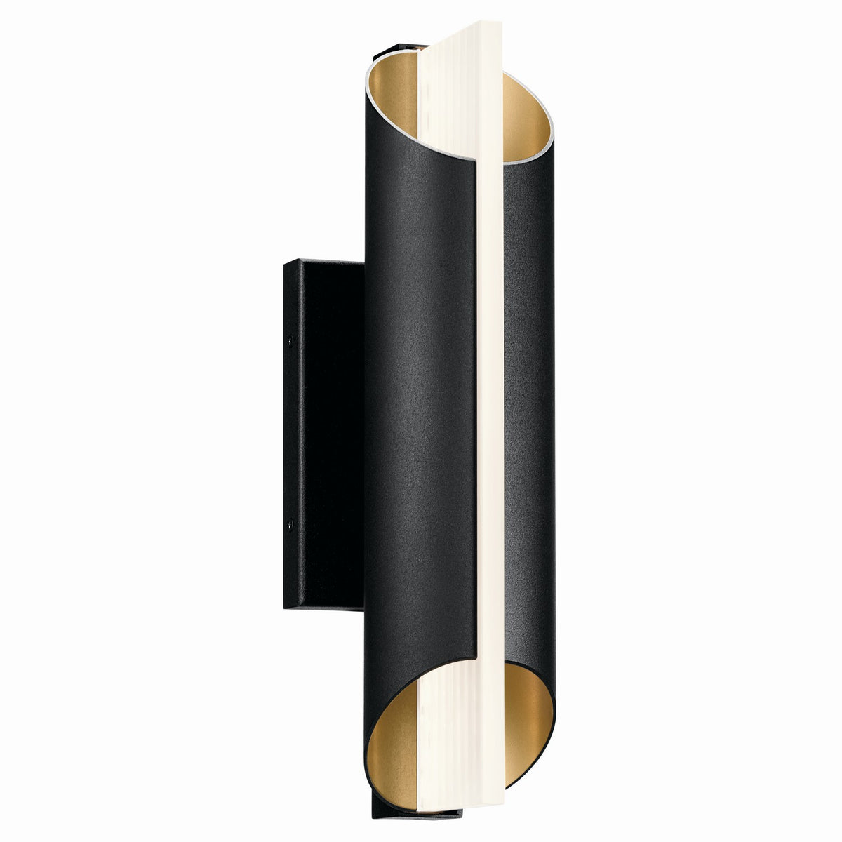 KICHLER 59077BKTLED Astalis 16" 1 Led Wall Light With Clear Ribbed Glass Black And Burnished Gold
