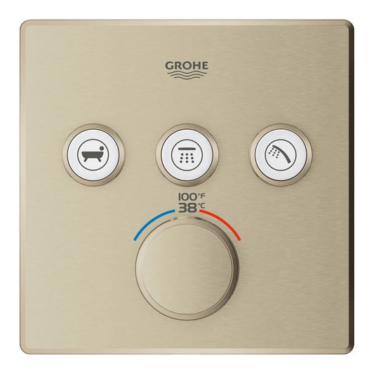 GROHE Grohtherm Triple Function Thermostatic Valve Trim - Brushed Nickel, 29142EN0