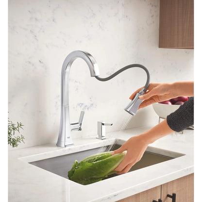 GROHE 30365000 Carre Single-Handle Pull Down Kitchen Faucet Dual Spray 1.75 GPM - Chrome