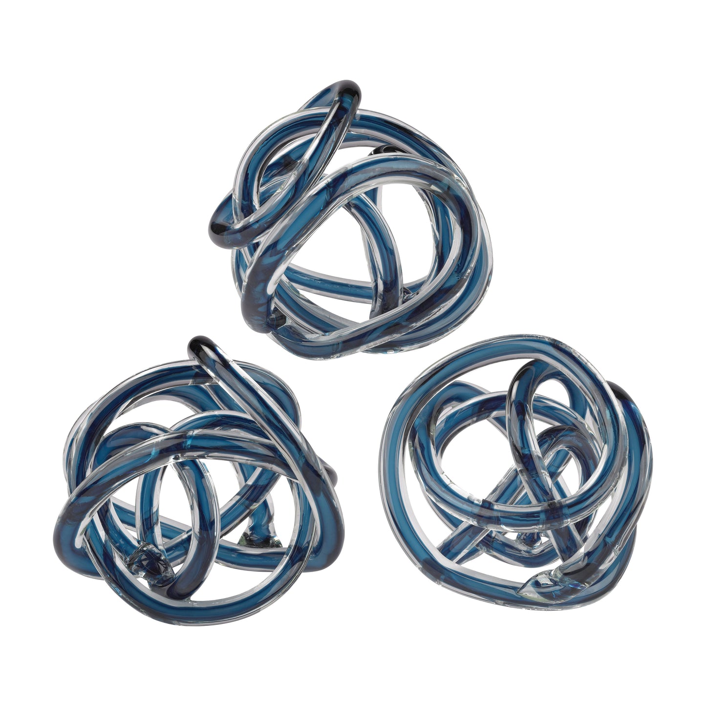 ELK SIGNATURE 154-018/S3 Glass Knot - Set of 3 Navy